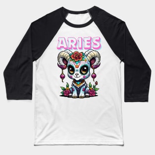 Adorable Sugar Skull Aries Baseball T-Shirt